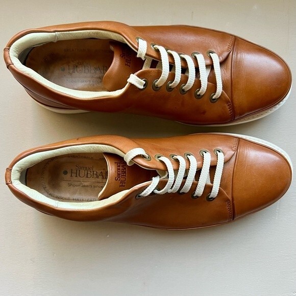 Samuel Hubbard Fast Burnished Tan Brown Leather Lace Up Sneaker Shoes Men’s 8 - Picture 2 of 16
